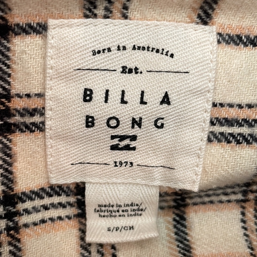 Billabong Plaid Easy Breezy Long Sleeve Button-Up Shirt Flannel Shacket NWT - Picture 6 of 6